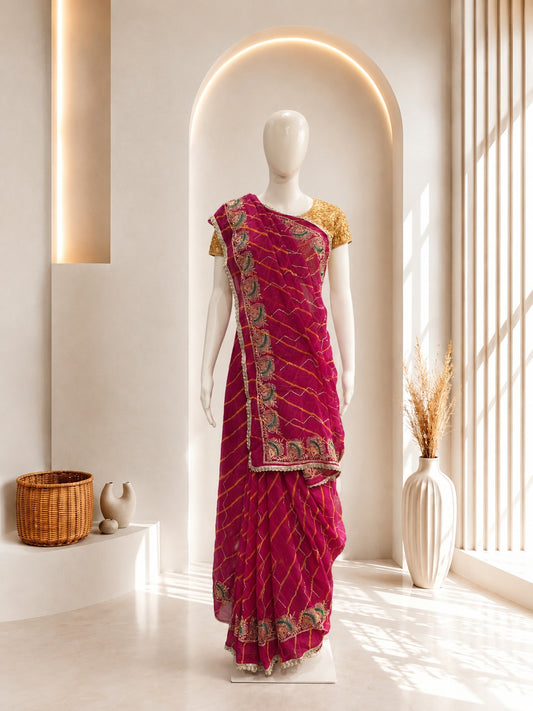 Jaipuri Leheriya - Carry Pattern - Rani Color