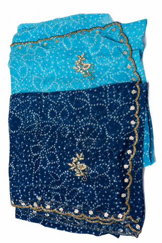 Elegant Blue Bandhani Saree