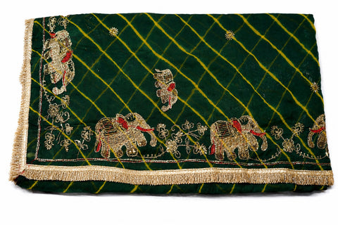 Elegant Green Elephant Leheriya Saree