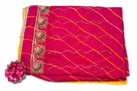 Elegant Rani Color Carry Leheriya Saree