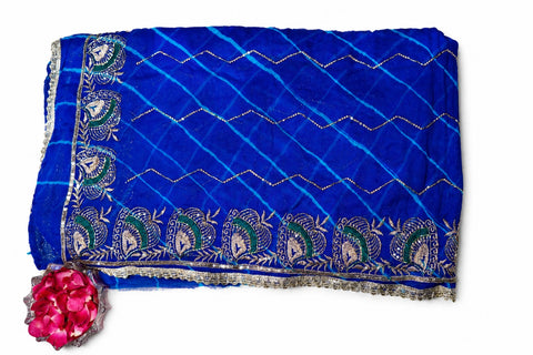 Elegant Blue Carry Leheriya Saree