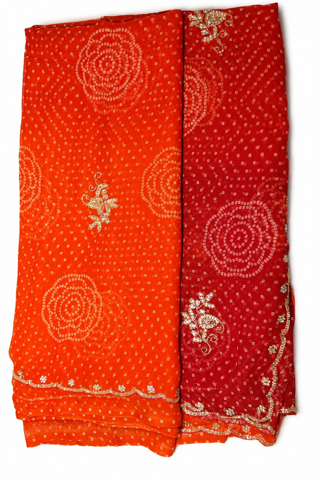 Elegant Orange Bandhani Saree
