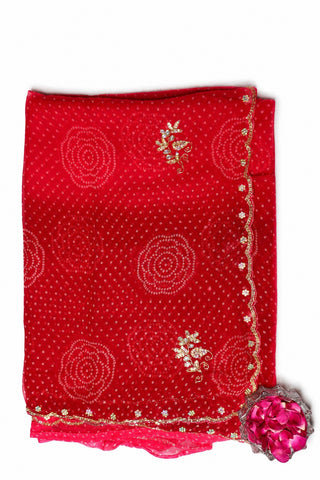 Elegant Red Bandhani Saree