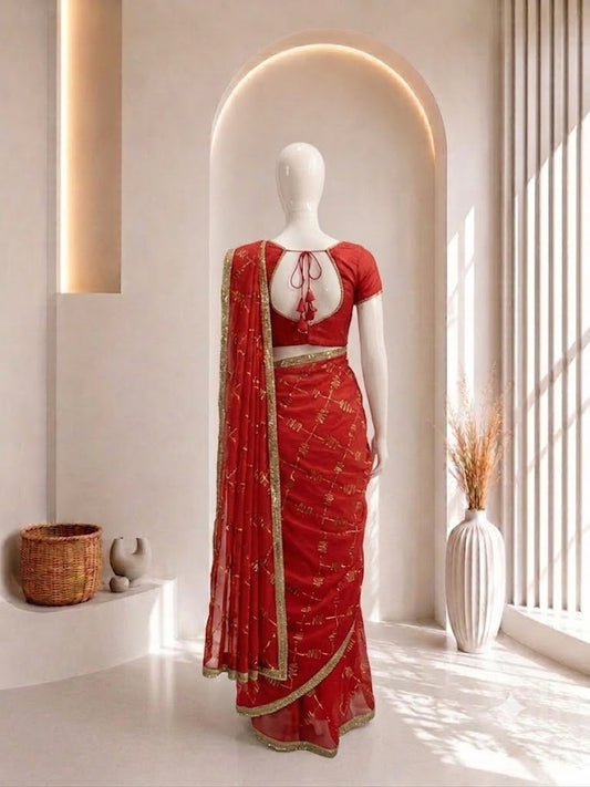 Gota Patti Saree in Pink Color