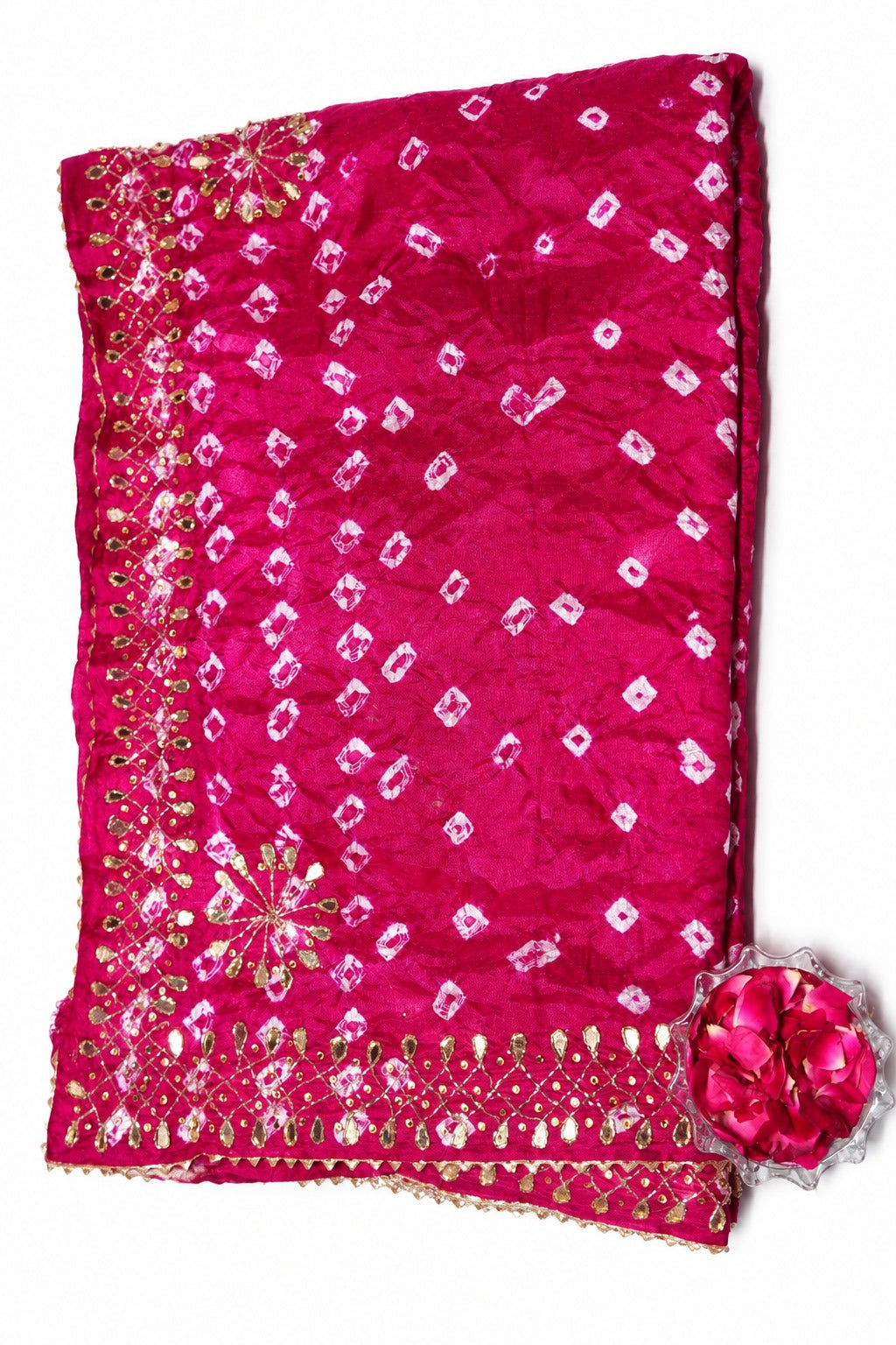 Elegant Rani Color Bandhej Saree