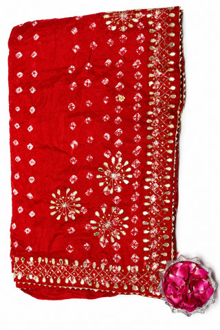 Elegant Red Bandhej Saree