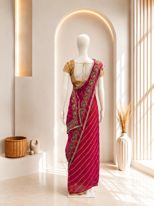 Rani Color Carry Leheriya Saree