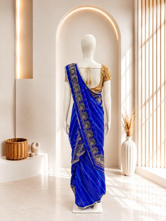 Blue Carry Leheriya Saree