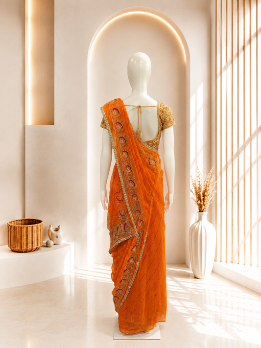 Yellow Carry Leheriya Saree
