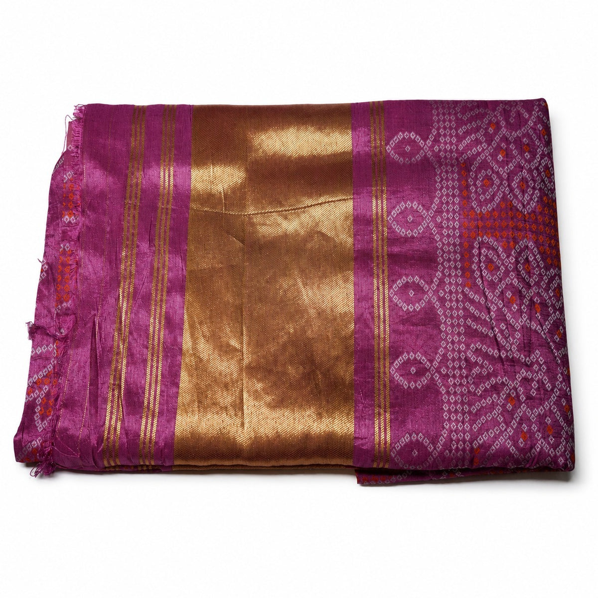 Elegant Magenta Dola Silk Bandhani Saree