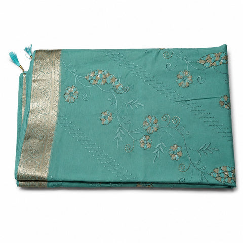 Elegant Sea Green Peacock Design Saree