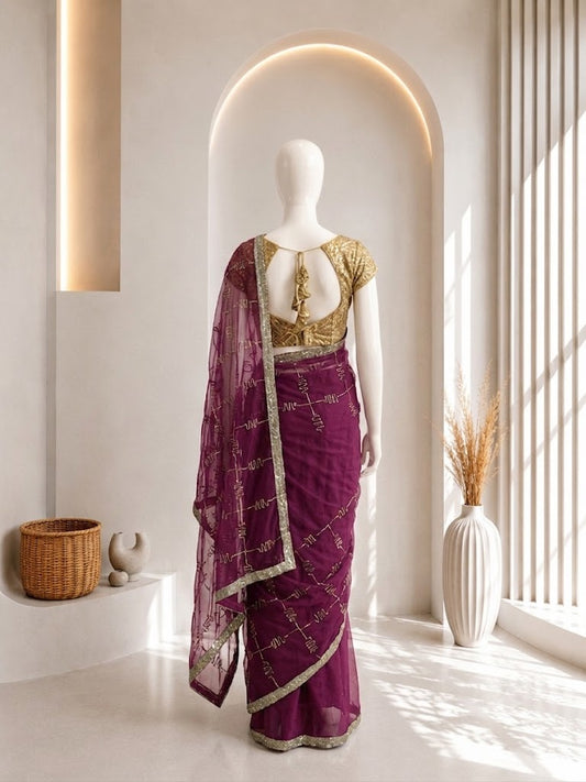 Gota Patti saree In Magenta Color