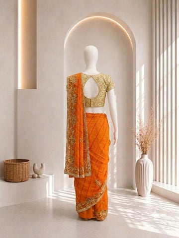 Elegant Yellow Elephant Leheriya Saree