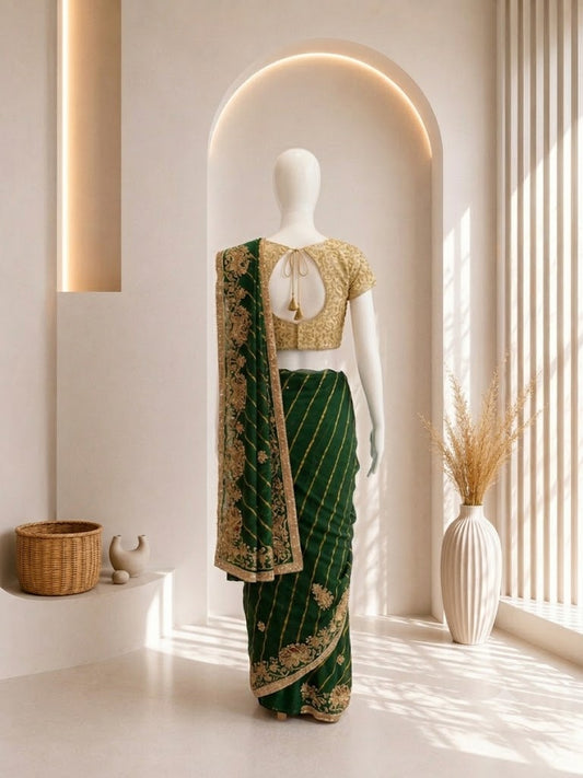 Green Elephant Leheriya Saree