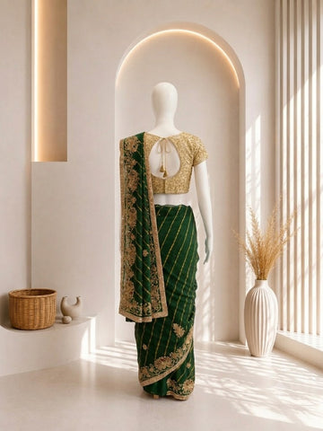 Elegant Green Elephant Leheriya Saree