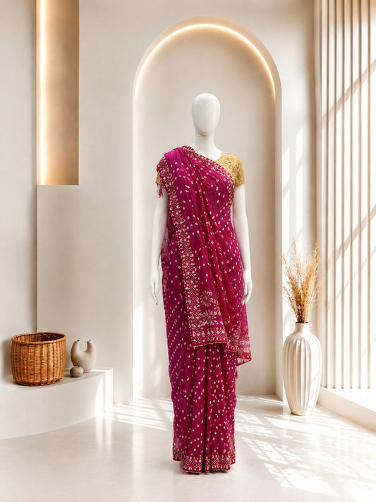 Slik Bandhej Rani Saree