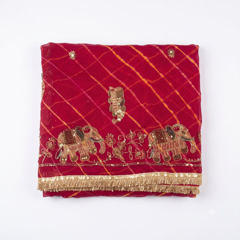 Rani Color Elephant Leheriya Saree