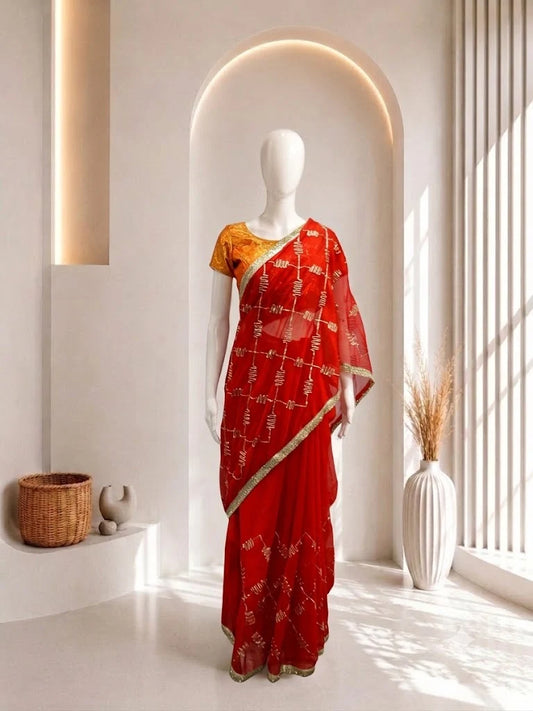 Gota Patti Saree in Magenta Color
