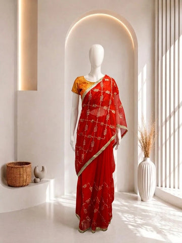 Gota Patti Saree in Magenta Color