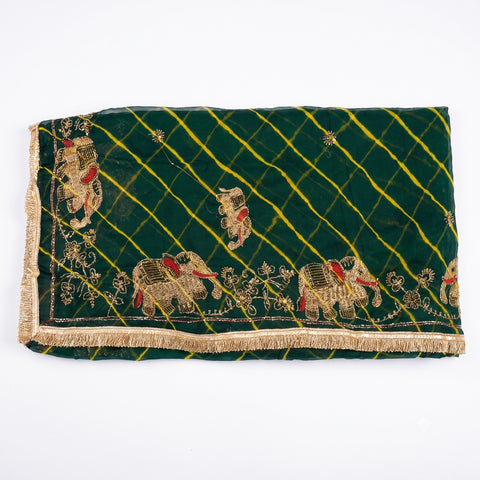 Green Elephant Leheriya Saree