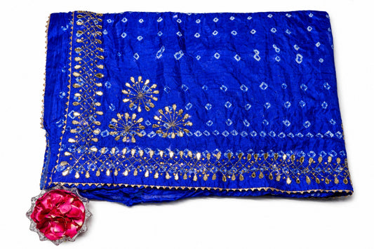 Silk Bandhej Blue Saree