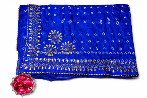 Silk Bandhej Blue Saree