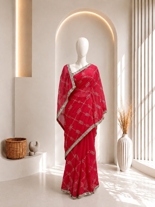 Gota Patti Saree in Pink  Color