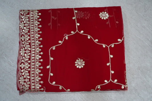 Premium  Gota  Work Red Saree