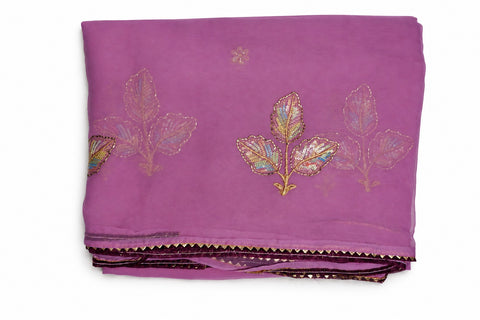 Purple Leaf Design Saree