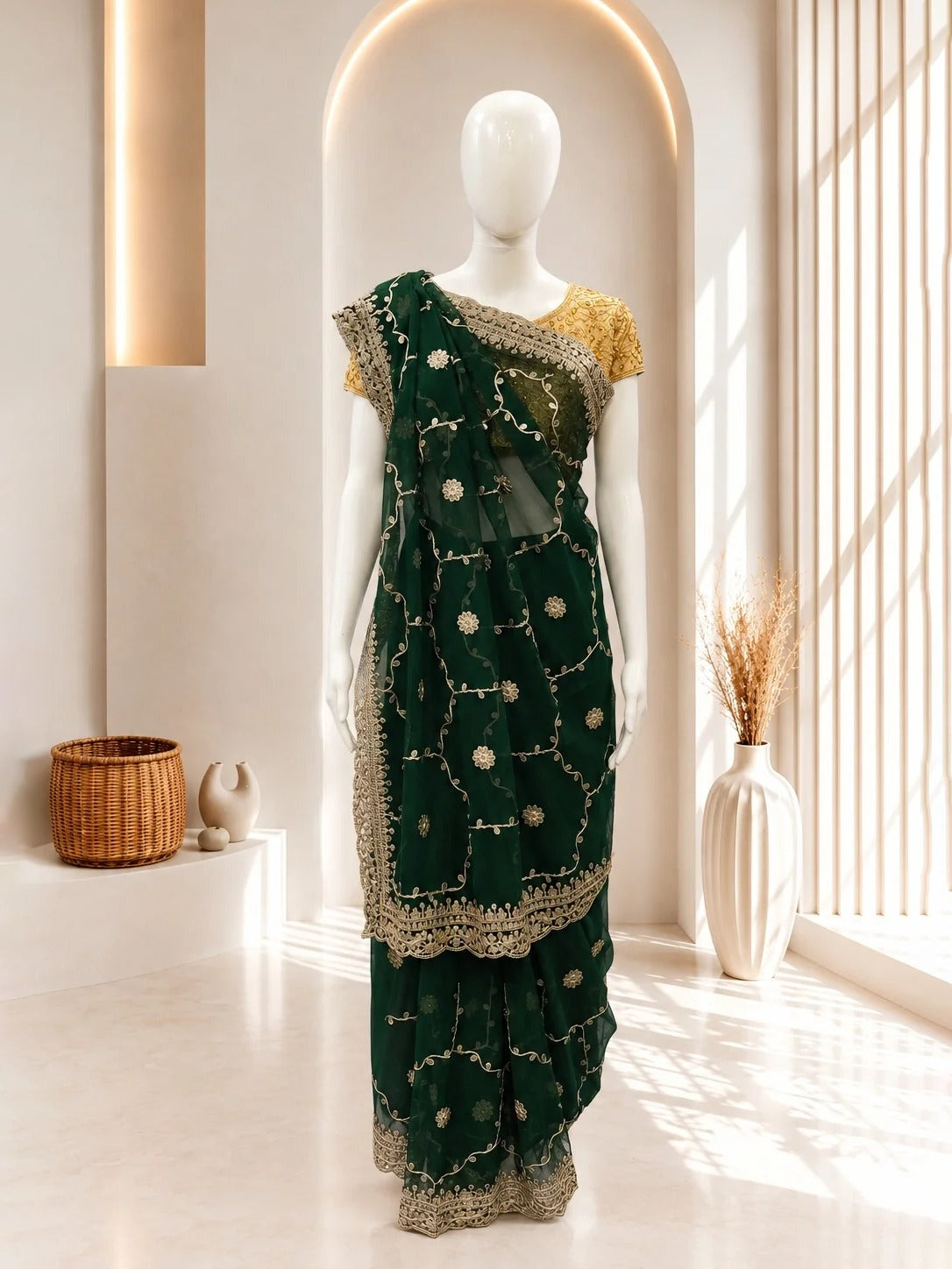 Premium  Gota  Work Green Sarees