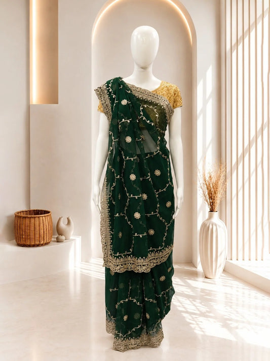 Premium  Gota  Work Green Sarees