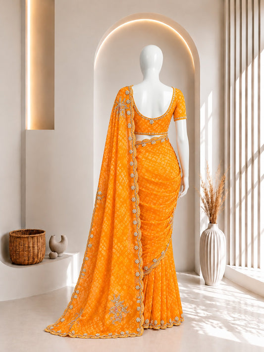 Bandhani Saree in Vibrant Yellow