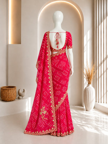 Bandhani Saree in Vibrant Pink